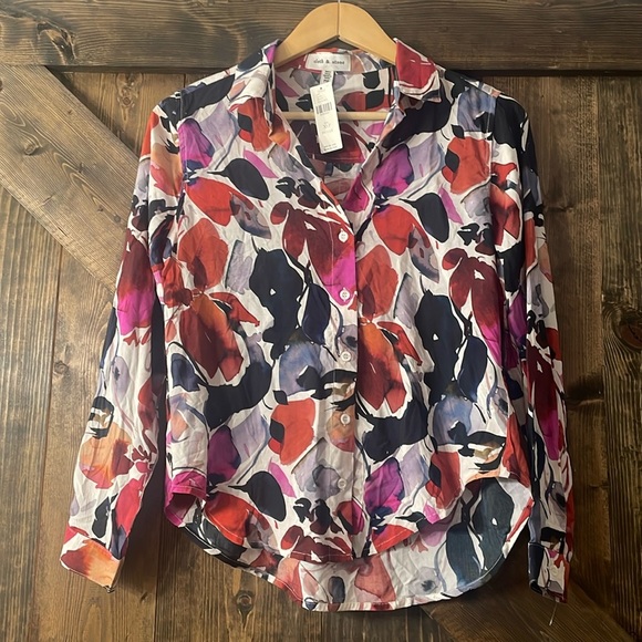 CLOTH & STONE By ANTHRO Printed Button Down Blouse - Picture 3 of 8